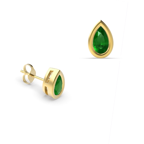 Prong Pear Yellow Gold Bezel set 5x3mm Lab Grown Diamond Earrings