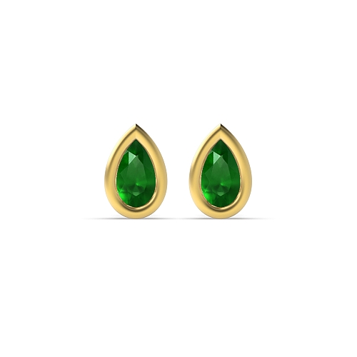 Prong Pear Yellow Gold Bezel set 5x3mm Lab Grown Diamond Earrings