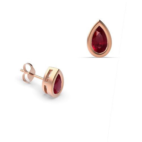 Prong Pear Rose Gold Bezel set 5x3mm Lab Grown Diamond Earrings