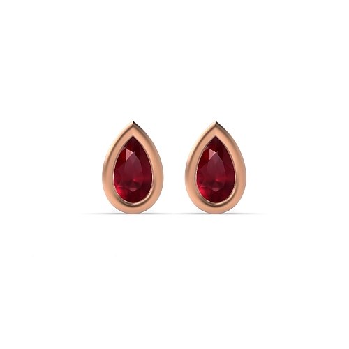 Prong Pear Rose Gold Bezel set 5x3mm Lab Grown Diamond Earrings
