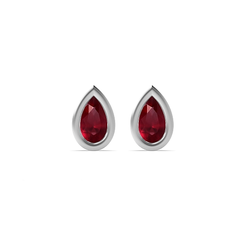 Prong Pear White Gold Bezel set 5x3mm Lab Grown Diamond Earrings
