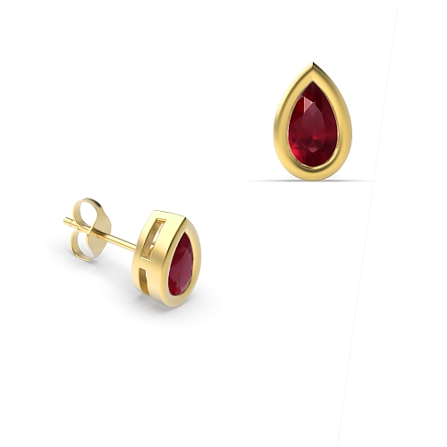Prong Pear Yellow Gold Bezel set 5x3mm Lab Grown Diamond Earrings