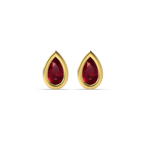 Prong Pear Yellow Gold Bezel set 5x3mm Lab Grown Diamond Earrings
