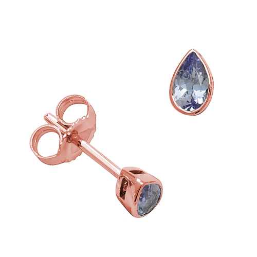 Pear Shape Bezel Set 5 X 3Mm Tanzanite Gemstone Earrings