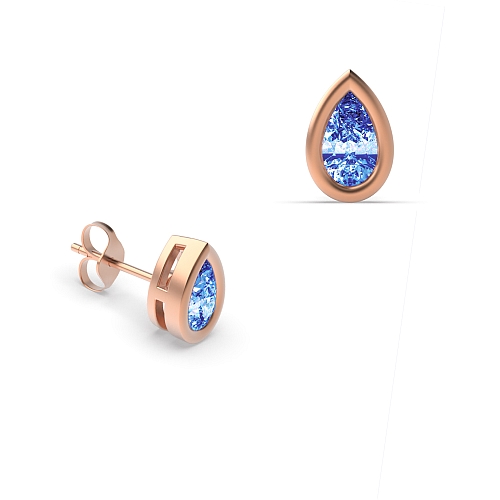 Prong Pear Rose Gold Bezel set 5x3mm Lab Grown Diamond Earrings