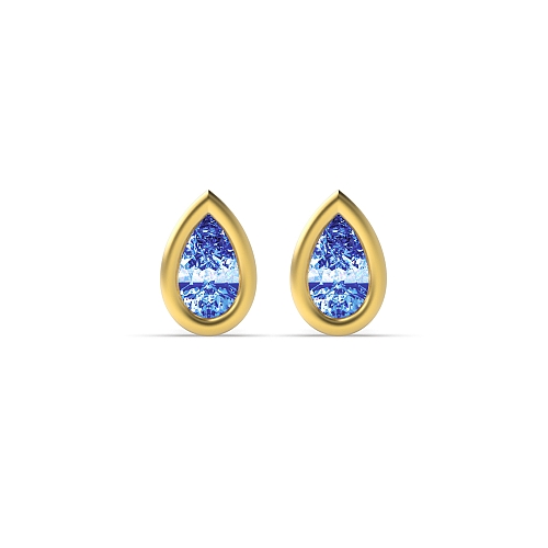 Prong Pear Yellow Gold Bezel set 5x3mm Lab Grown Diamond Earrings