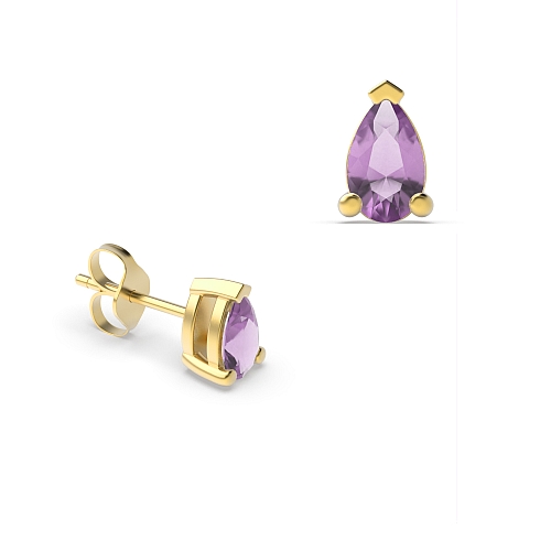 Prong Pear Yellow Gold Tri claw 5x3mm Lab Grown Diamond Earrings