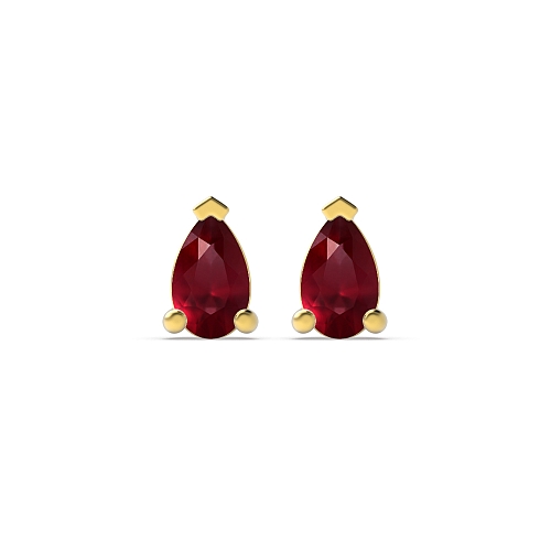 Prong Pear Yellow Gold Tri claw 5x3mm Lab Grown Diamond Earrings