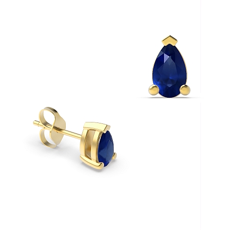 Prong Pear Yellow Gold Tri claw 5x3mm Naturally Mined Diamond Earrings