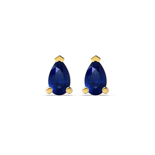 Prong Pear Yellow Gold Tri claw 5x3mm Naturally Mined Diamond Earrings
