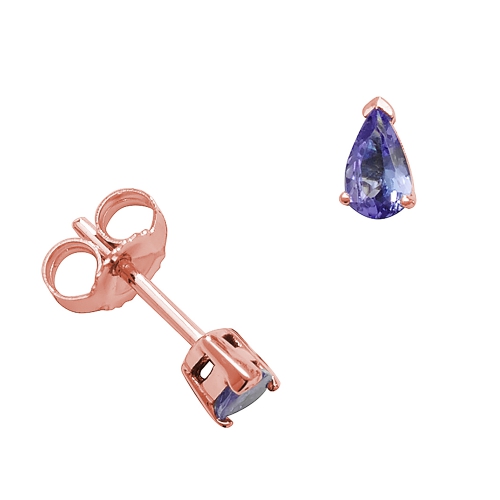 Pear Shape Claw Set 5 X 3mm Tanzanite Gemstone Earrings
