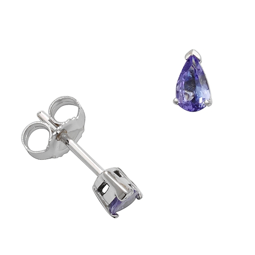 3 Prong Pear Tanzanite Gemstone Diamond Earrings