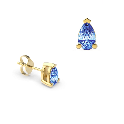 Prong Pear Yellow Gold Tri claw 5x3mm Lab Grown Diamond Earrings