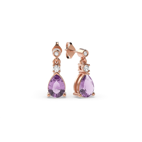Prong Pear Rose Gold Tear drop 7x5mm Lab Grown Diamond Earrings