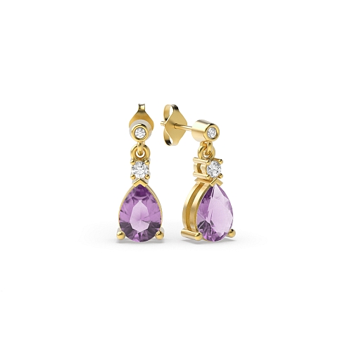 Prong Pear Yellow Gold Tear drop 7x5mm Lab Grown Diamond Earrings