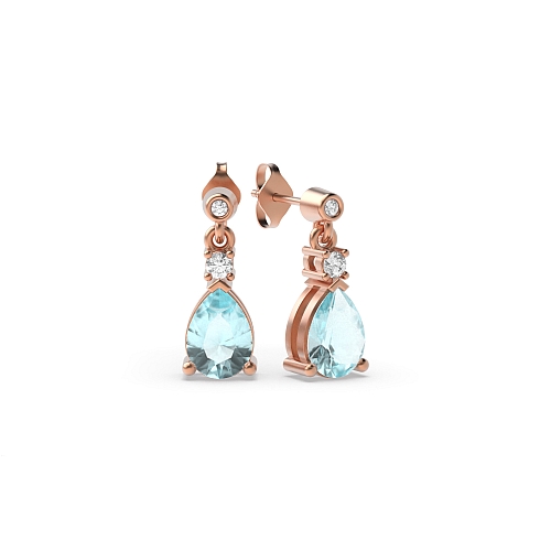 Prong Pear Rose Gold Tear drop 7x5mm Lab Grown Diamond Earrings
