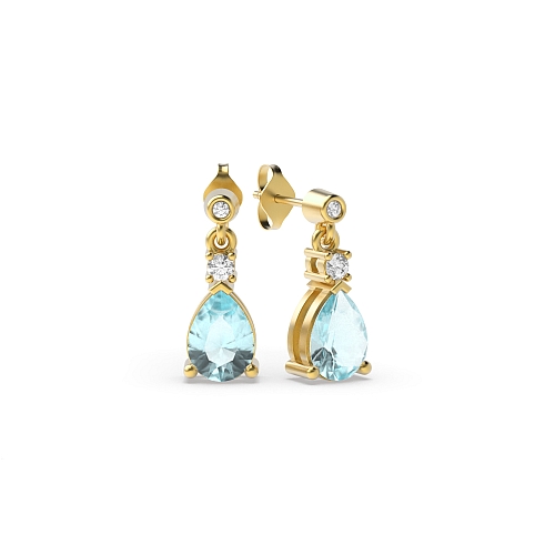 Prong Pear Yellow Gold Tear drop 7x5mm Lab Grown Diamond Earrings