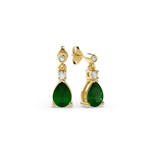 Prong Pear Yellow Gold Tear drop 7x5mm Lab Grown Diamond Earrings