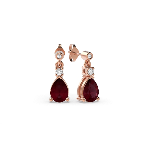 Prong Pear Rose Gold Tear drop 7x5mm Lab Grown Diamond Earrings