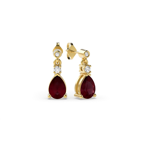 Prong Pear Yellow Gold Tear drop 7x5mm Lab Grown Diamond Earrings