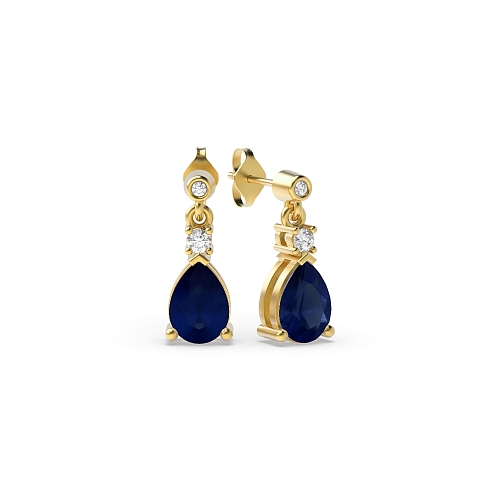 Prong Pear Yellow Gold Tear drop 7x5mm Lab Grown Diamond Earrings