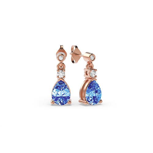 Prong Pear Rose Gold Tear drop 7x5mm Lab Grown Diamond Earrings