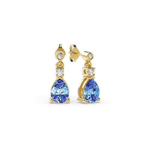 Prong Pear Yellow Gold Tear drop 7x5mm Lab Grown Diamond Earrings