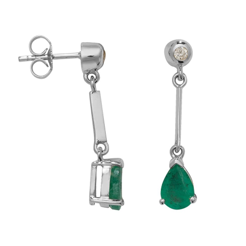 3 Prong Pear Emerald Gemstone Diamond Jewellery Gifts Idea