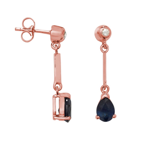 Prong Pear Rose Gold Long bar 7x5mm drop diamond and Lab Grown Diamond Earrings