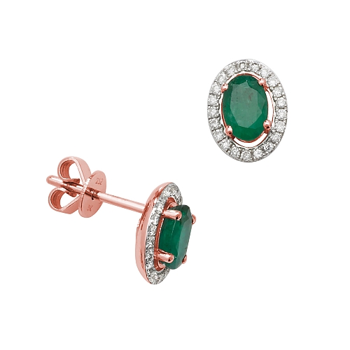 Pave Setting Oval Rose Gold Classic halo diamond and Lab Grown Diamond Earrings