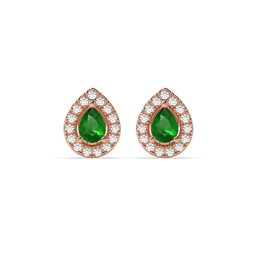 Prong Pear Rose Gold Classic halo diamond and Lab Grown Diamond Earrings