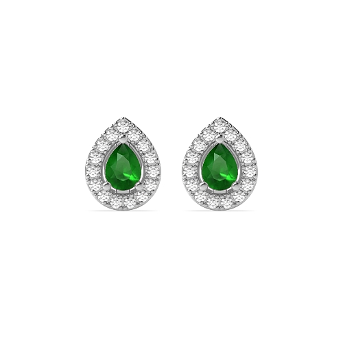 Prong Pear Classic halo diamond and Lab Grown Diamond Earrings