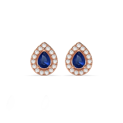 Prong Pear Rose Gold Classic halo diamond and Lab Grown Diamond Earrings