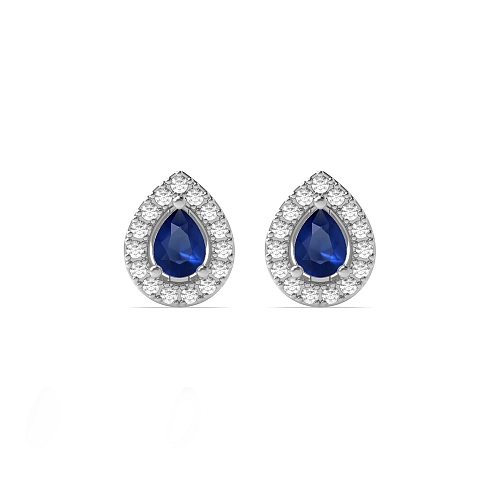 Prong Pear Classic halo diamond and Lab Grown Diamond Earrings