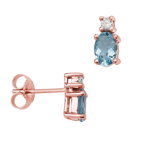 4 Prong Oval Rose Gold 6x4mm halo diamond and Lab Grown Diamond Earrings