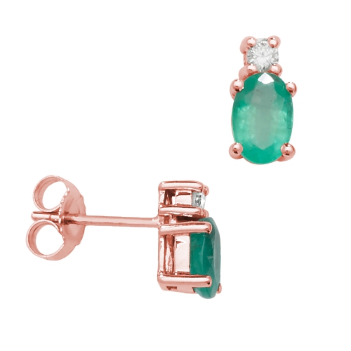 4 Prong Oval Rose Gold 6x4mm halo diamond and Lab Grown Diamond Earrings