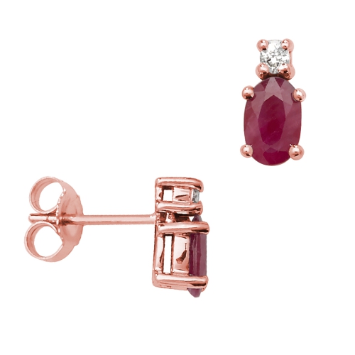 4 Prong Oval Rose Gold 6x4mm halo diamond and Lab Grown Diamond Earrings