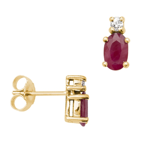 4 Prong Oval Yellow Gold 6x4mm halo diamond and Lab Grown Diamond Earrings