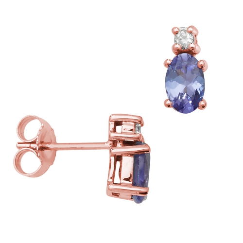4 Prong Oval Rose Gold 6x4mm halo diamond and Lab Grown Diamond Earrings