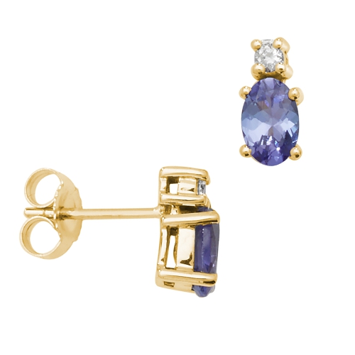 4 Prong Oval Yellow Gold 6x4mm halo diamond and Lab Grown Diamond Earrings