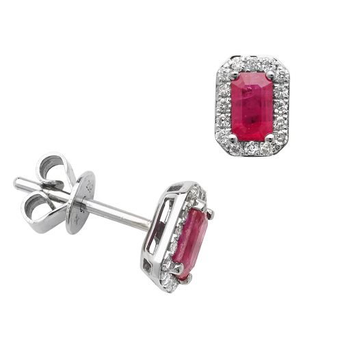 4 Prong Emerald 5x3mm halo diamond and Lab Grown Diamond Earrings