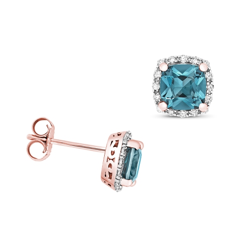 4 Prong Rose Gold 6.0mm Cushion shaped Lab Grown Diamond Earrings