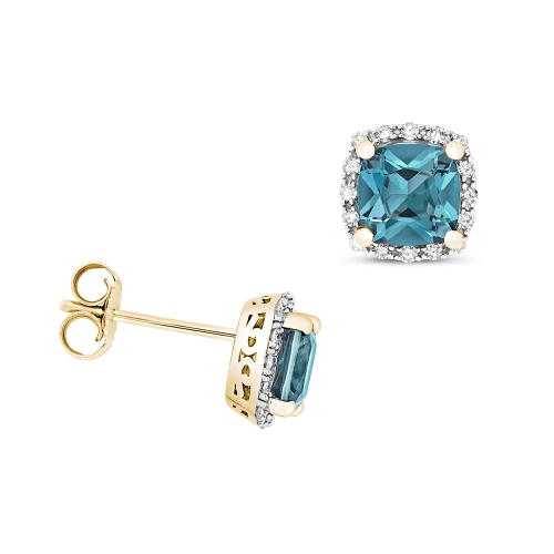 4 Prong Yellow Gold 6.0mm Cushion shaped Lab Grown Diamond Earrings