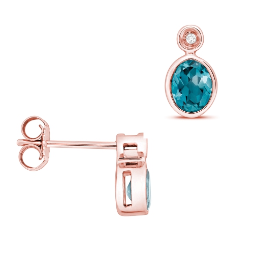 Bezel Setting Oval Rose Gold Popular Lab Grown Diamond Earrings