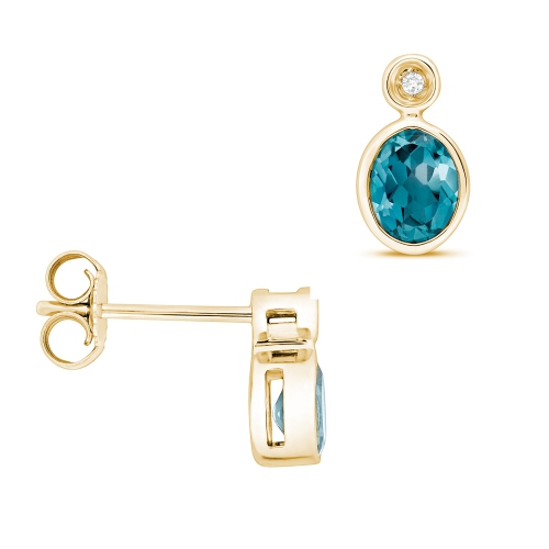 Bezel Setting Oval Yellow Gold Popular Lab Grown Diamond Earrings