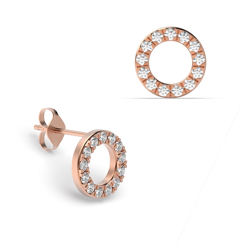 4 Prong Round Rose Gold Stud Earrings