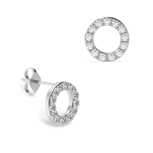 4 Prong Round circle shaped Stud Earrings