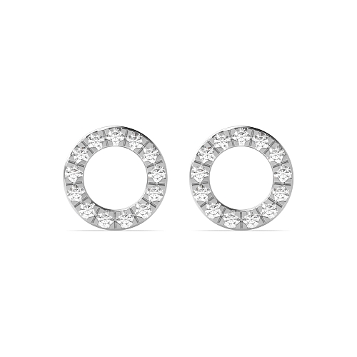 4 Prong Round White Gold Stud Earrings