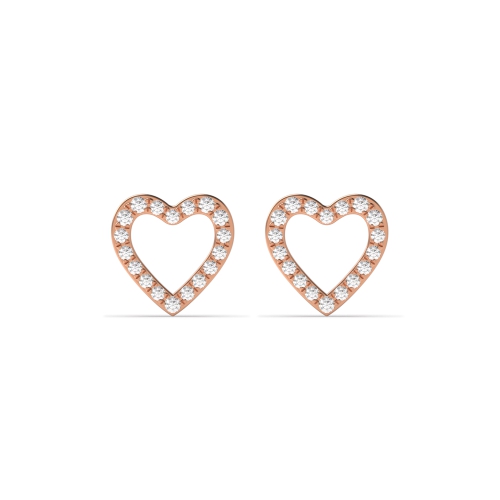 4 Prong Round Rose Gold Heart shaped 7x7mm Stud Diamond Earrings