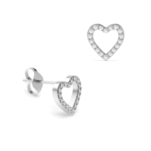 4 Prong Round White Gold Stud Earrings